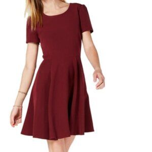 Maison Jules Burgundy Fit & Flare Dress Heart Cut-Out Size 4